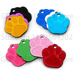 100Pcs Hot Sale Pet ID Tag Fashion Paw Shape Aluminum Pendant Charm Anti-lost Engravable Key Ring Accessories