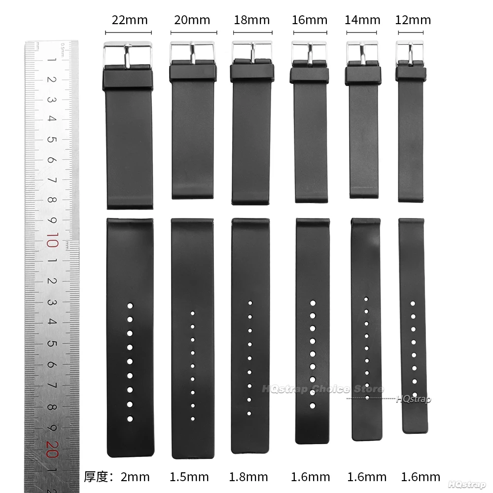 العالمي حزام ساعة اليد 12 مللي متر 14 مللي متر 16 مللي متر 18 مللي متر 20 مللي متر 22 مللي متر لينة بولي كلوريد الفينيل البلاستيك سوار معصمه مقاوم للماء النساء الرجال استبدال الفرقة