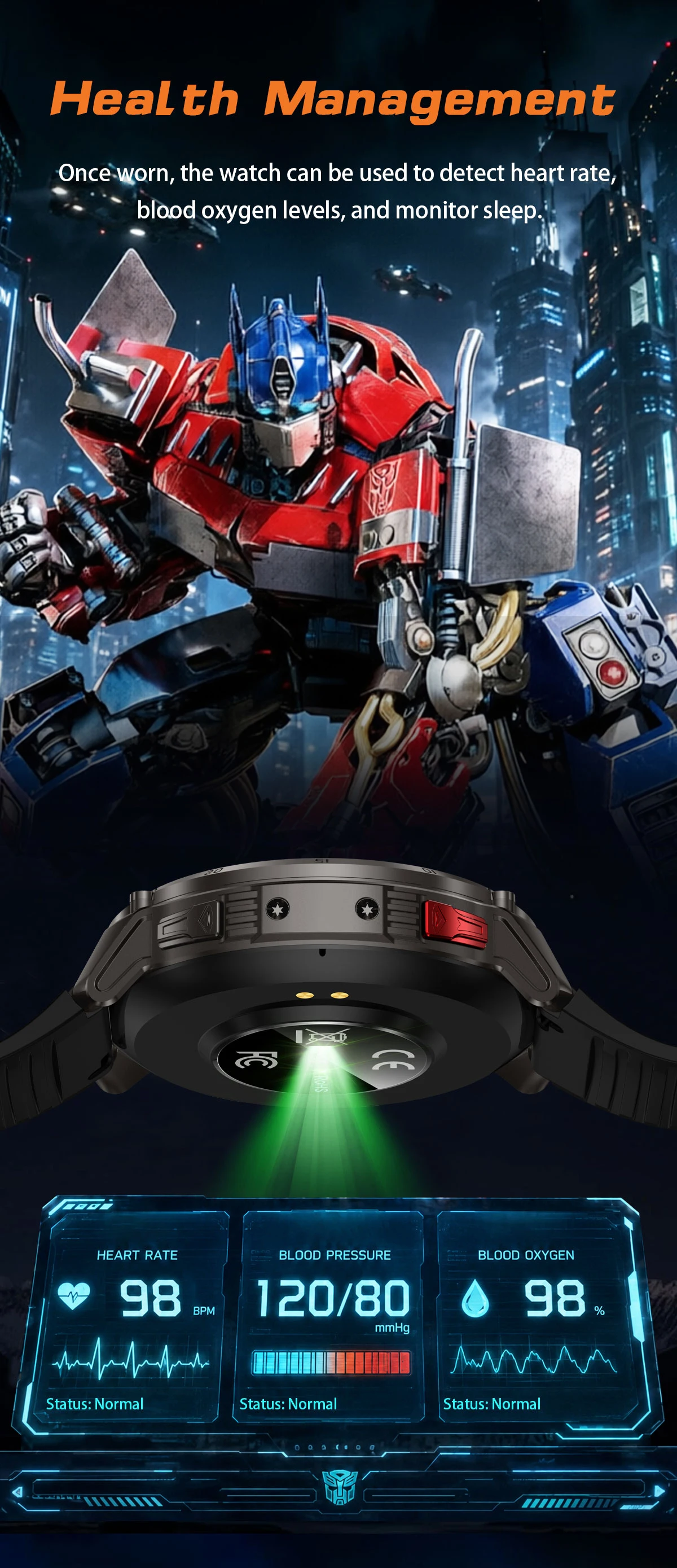2026 Neue T-RX5 1200mAh Akku Smartwatch für Herren 1,7" HD-Bildschirm Kompass Taktische Taschenlampe IP68 Wasserdicht BT-Anruf Militäruhr – Detail 7