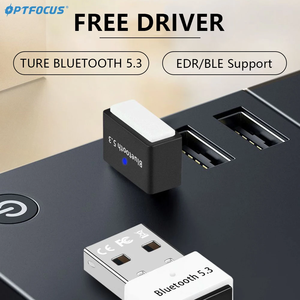 Bluetooth 5.3 USB Wireless Adapter BT Receiver free driver for PC laptop 7 devices connect 20 meter distance adaptador dongle