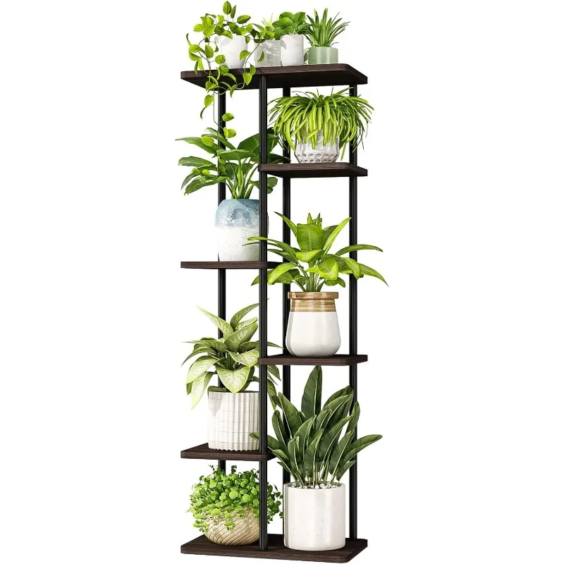 

Tall Plant Stand Indoor 6 Tier Metal Plant Shelf Black Plant Holder Large Rack for Mutiple Pots for Patio Garden