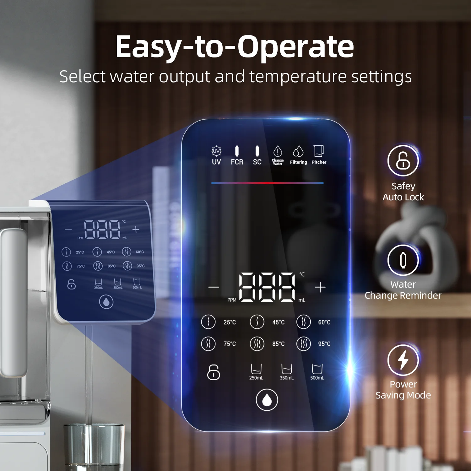 NSF CE Certified Desktop Electric 8Stage Manual Water Filter Dispenser Countertop RO Purifier  with Heating view 5