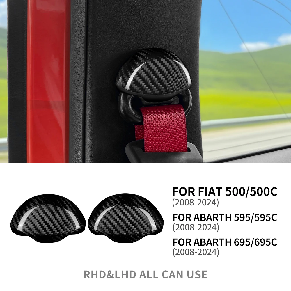 

Hard Dry Carbon Fiber For Fiat 500 500C 2008 2009 2010 2011-2024 Abarth 595 695 595C 695C 1Pair Car Seat Belt Interior Sticker