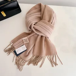 Winter 100% Wool Pure Cashmere Scarf Women Winter Handmade Warm Thick Neck Luxury Brand Large Echarpe Wrap Shawl Men Unisex