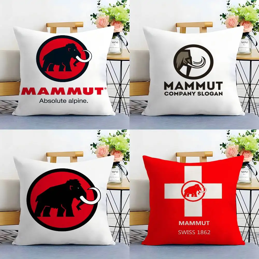 Funda de almohada con logotipo de M-MAMMUT para el hogar, funda de cojín de microfibra con estampado de doble cara, felpa corta que no destiñe