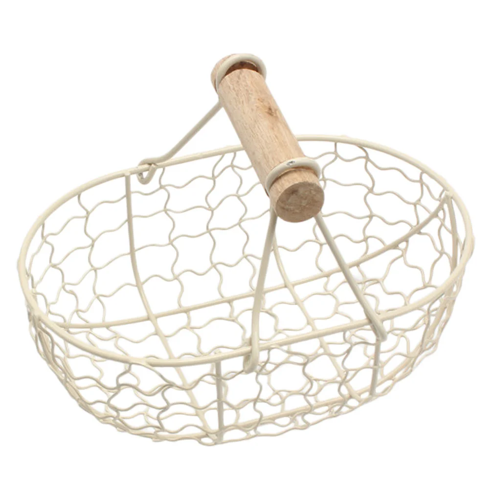 

Wrought Iron Storage Basket Desktop Holder White Hangers Decorate Retro Style Creative Fruit Container Kitchen Organizer