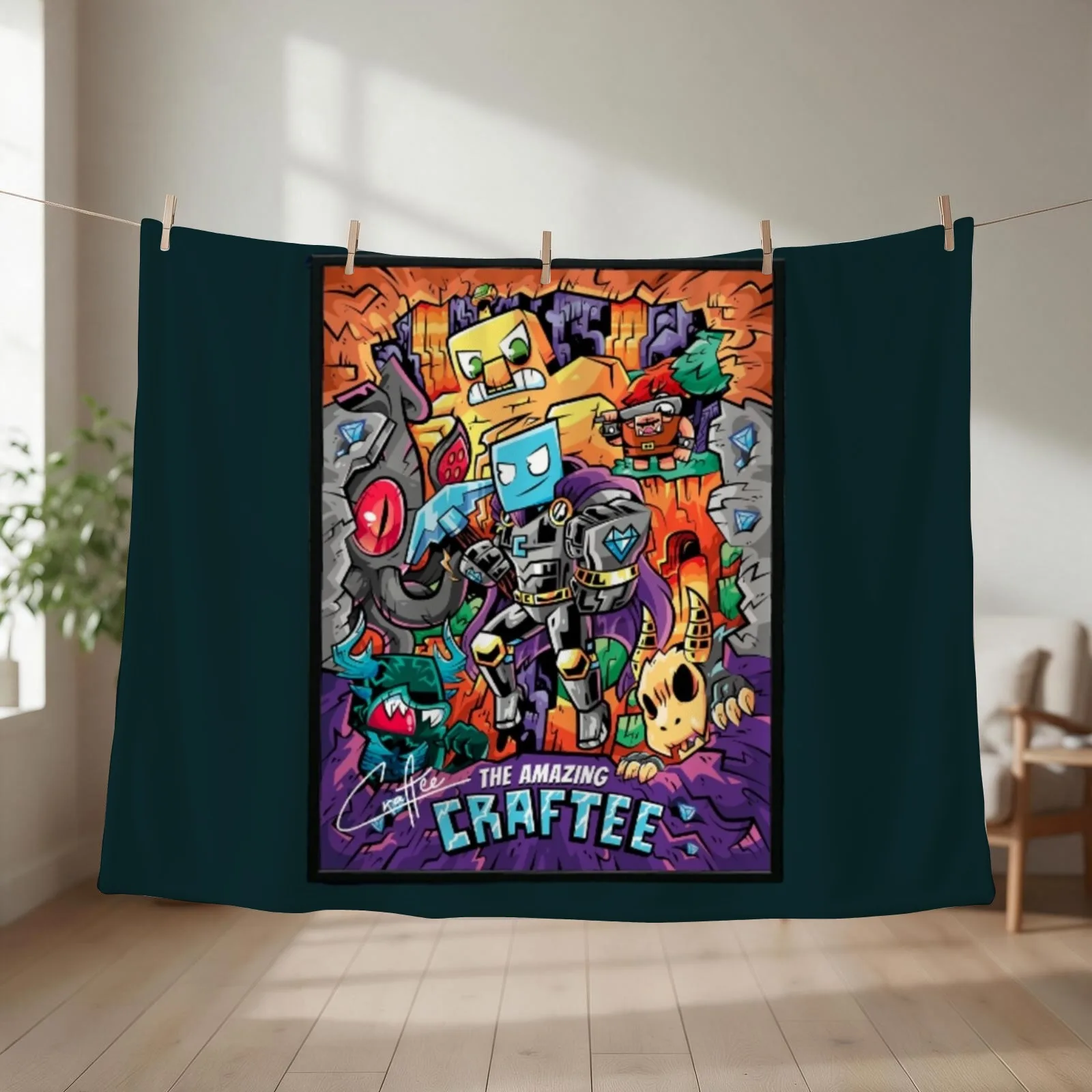 craftee gaming miner 4 139 Throw Blanket couch cozy soft plush fuzzy picnic outdoor blanket