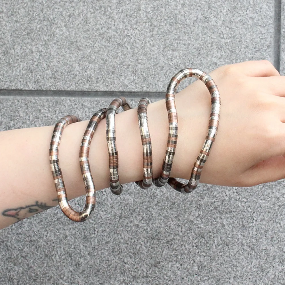 Creative Gift Alloy Bendable Snake Gold Color Silver Color Flexible Choker Punk Twistable Bracelet Jewelry Accessories