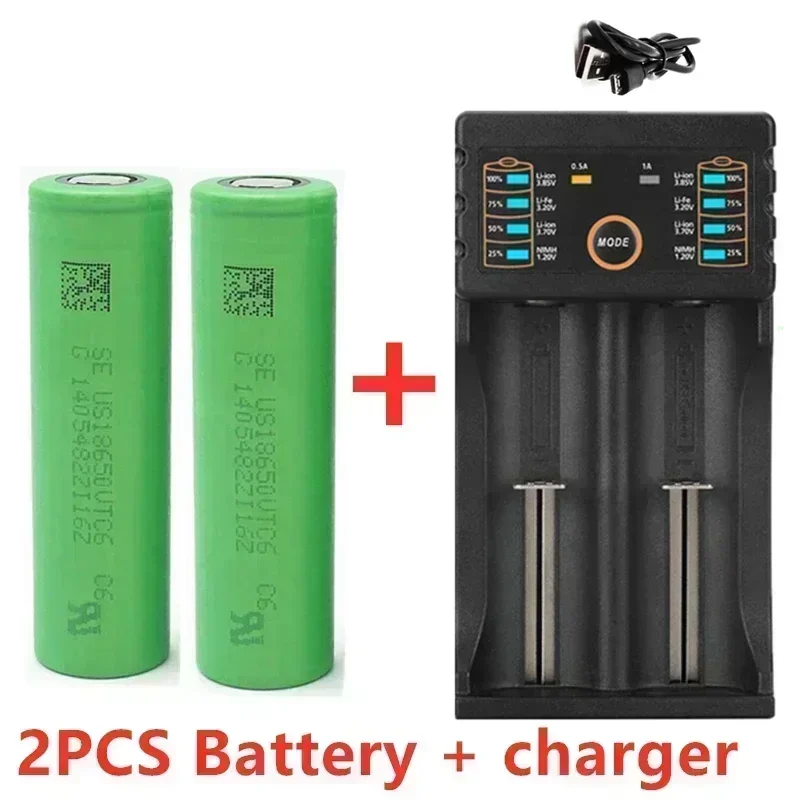 Batterie Lithium-ion Rechargeable 18650 3.7V VTC6, 3000mAh, ensemble de chargeur en option, lampe de poche, jouet, télécommande