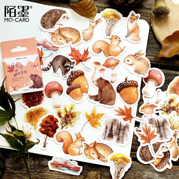 Autumn forest animals Decoration Adhesive Stickers Diy Cartoon Stickers Diary Sticker Scrapbook Kawaii Stationery Stickers