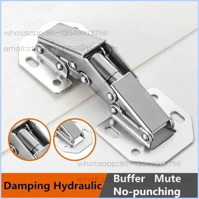 10/2PCS 90 Degree Steel Cabinet Hinges No-Drilling HoleHydraulic Buffer Hinge Kitchen Cabinet Cupboard Hinges Furniture Hardware