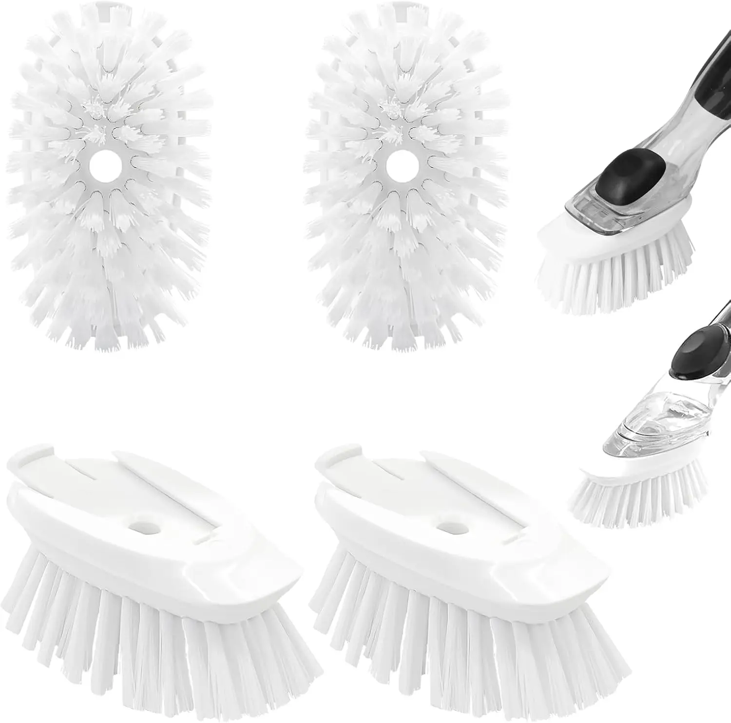 

4-Pack Dish Brush Refills – Replacement Heads for Soap-Dispensing Handle | Durable, Easy-Snap Design for Efficient Cleaning