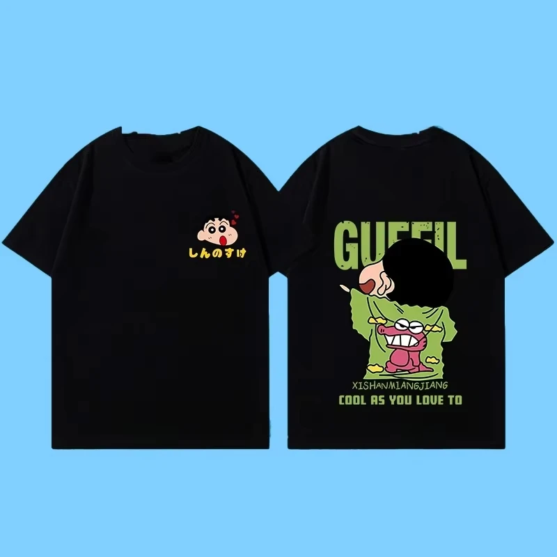 2026 Neues Sommer-Baumwoll-T-Shirt mit Cartoon-Crayon-Shin-chan-Print, Unisex, Street-Style, Sommermode, lässiger Rundhalsausschnitt, Baumwoll-Oberteil für Kinder – Detail 4