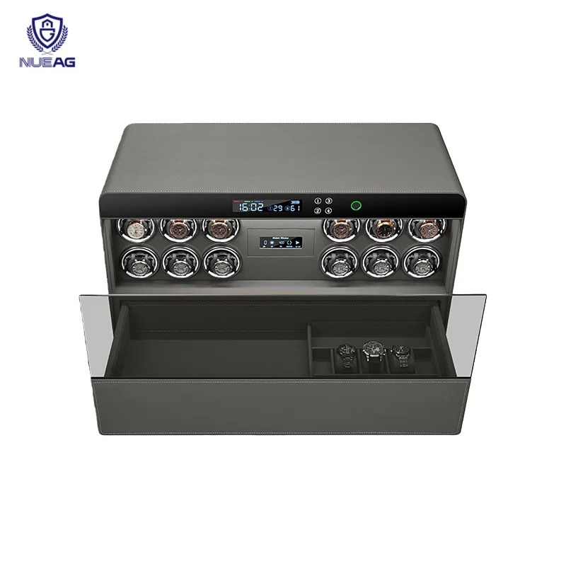 Luxury Smart Watch Winder Safe Double Layer 12 Watch Storage Jewelry Box for Home Hotel Office