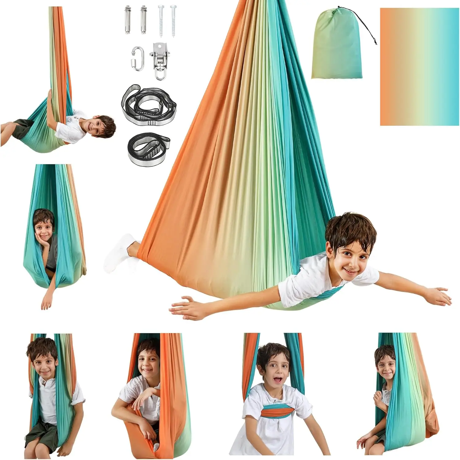 

Sensory Swing for Kids and Adults, Indoor Outdoor Therapy Cuddle Hammock, Supports 300lbs