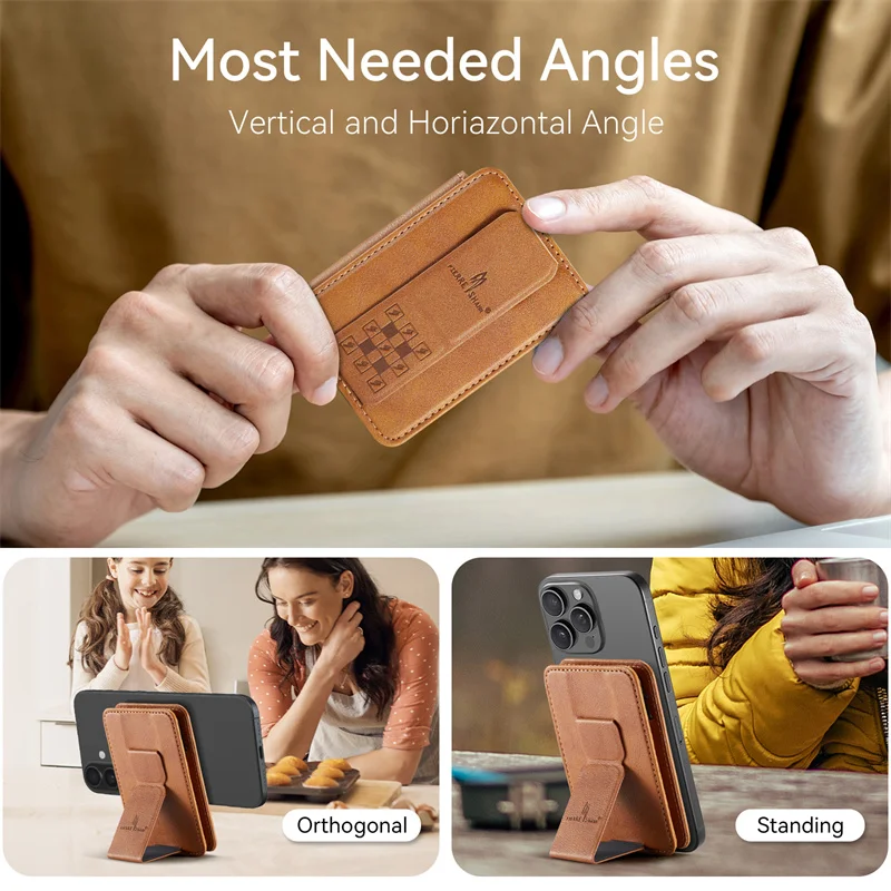 محفظة حقيبة جلدية PU فاخرة من EUCAGR حافظات بطاقات مغناطيسية لجميع وظائف Magsafe من جلد البولي يوريثان للرجال والنساء غطاء حامل للبطاقات