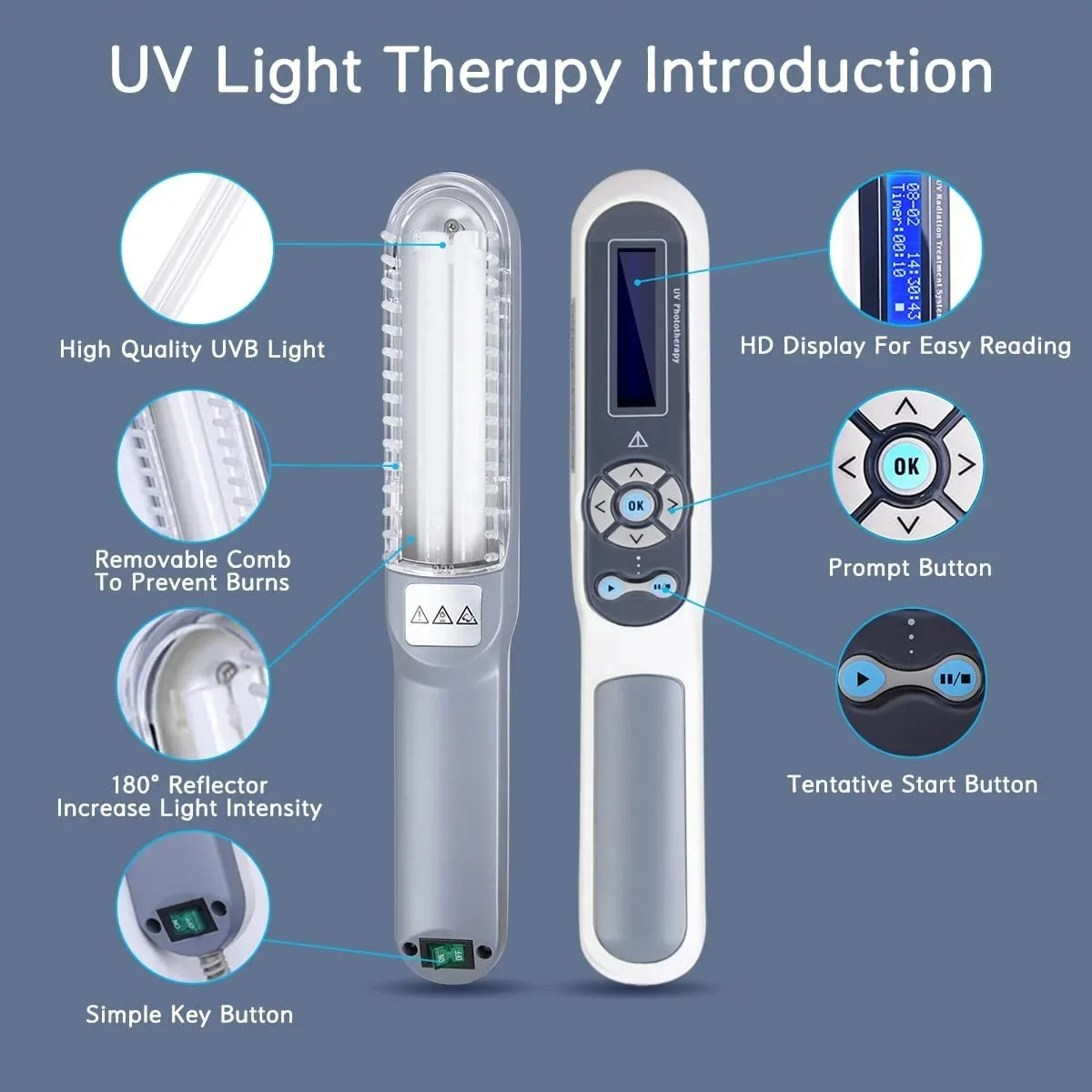 311nm UVB Ultraviolet Fototherapie Instrument Vitiligo Behandeling Ultraviolette Lamp Laser Psoriasis Lamp Fototherapie Vitiligo