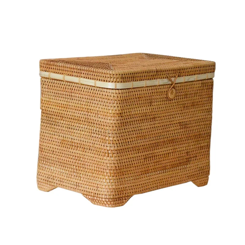 Scandinavian Vietnam Rattan Woven Basket Woven Bedroom Miscellaneous Clothes Storage Box Living Room Household Storage Basket