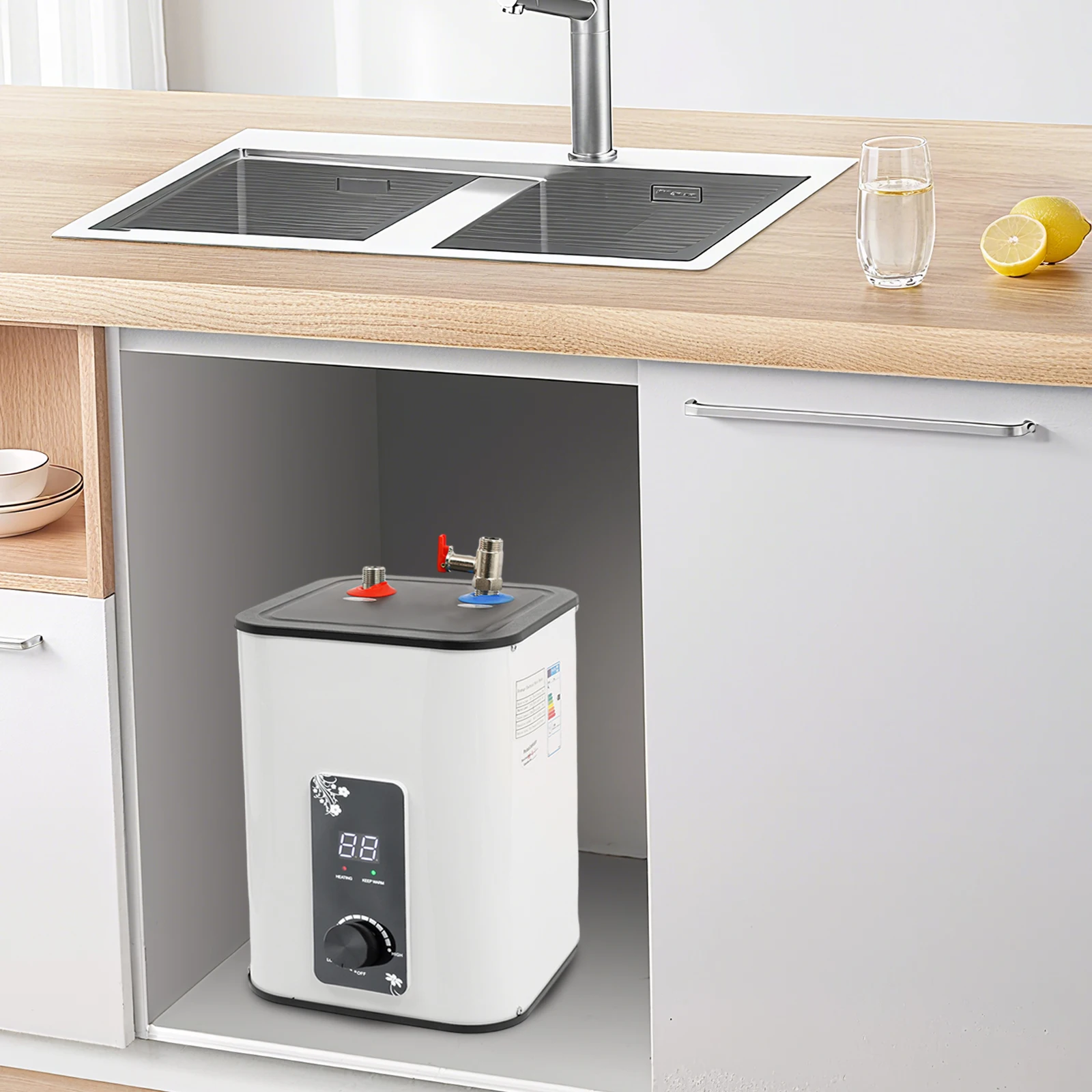 5L 0-65 ℃ Platzsparender Mini Warmwasserbereiter, Elektrischer Instant Wassererhitzer Für Küche y mal descarga superior