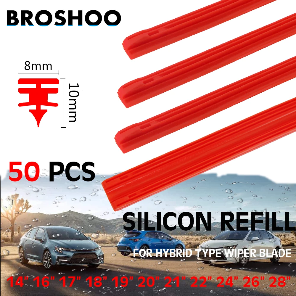 

Car Wiper Blade Strips Red Silica Gel Silicon Refill Strips for Hybrid Type Wiper Blade 8mm 14"16"17"18"19"20"21"22"24"26 28"