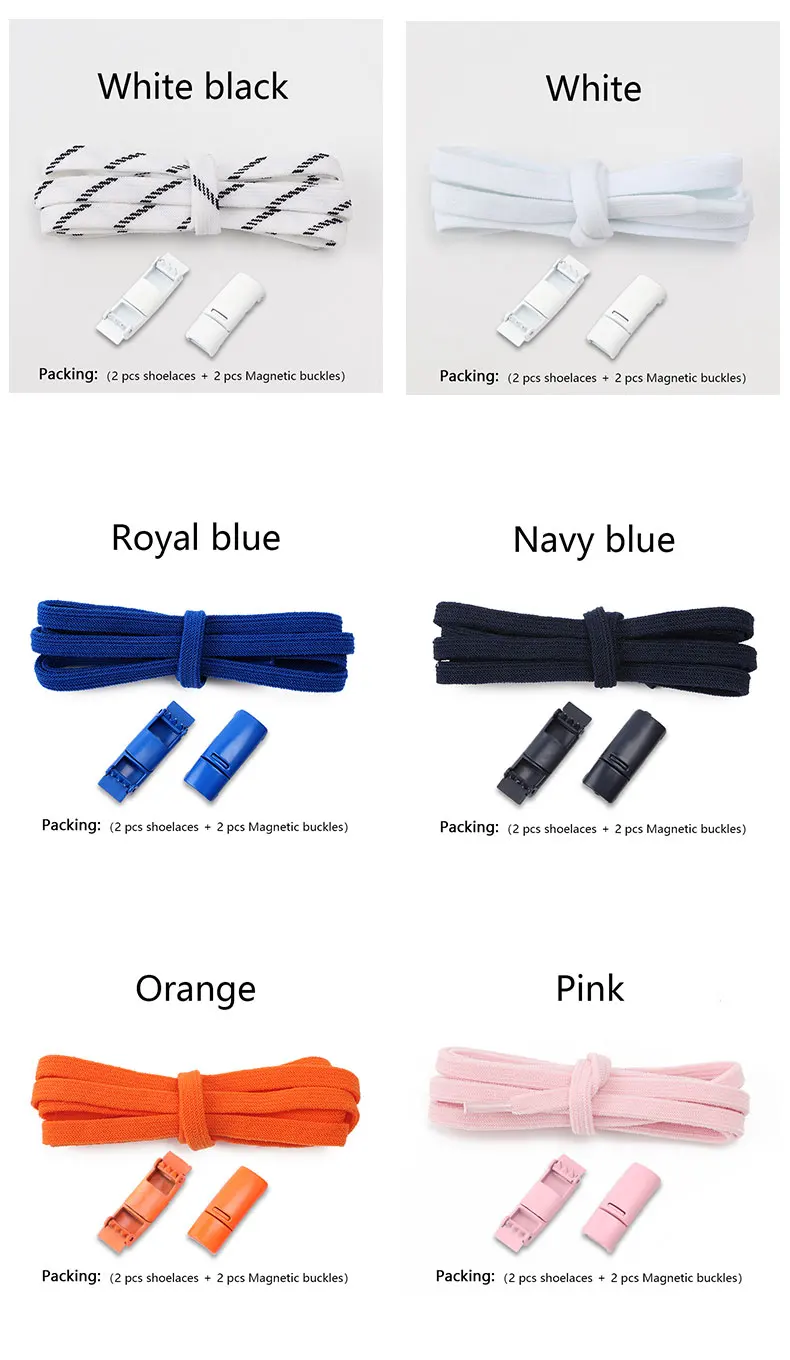 Magnetic Lock Shoelaces Elastic No Tie Shoe Laces Sneakers Shoelace For Kids and Adult One Size Fits All Shoes Shoestrings 1Pair