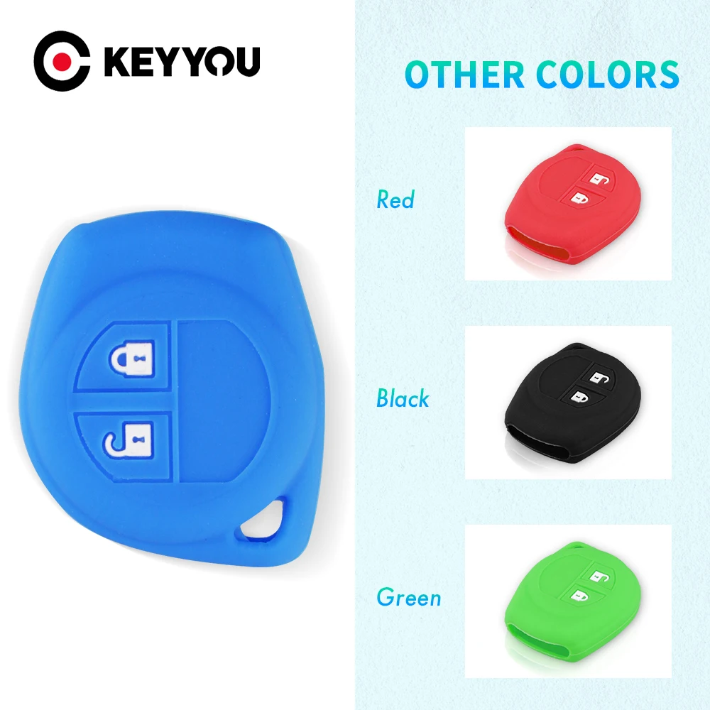 KEYYOU 2 Buttons Silicone Key Cover For SUZUKI SX4 SWIFT LIANA VITARA JIMNY ALTO IGNIS ESTEEM Remote Holder FOB Skin Cover