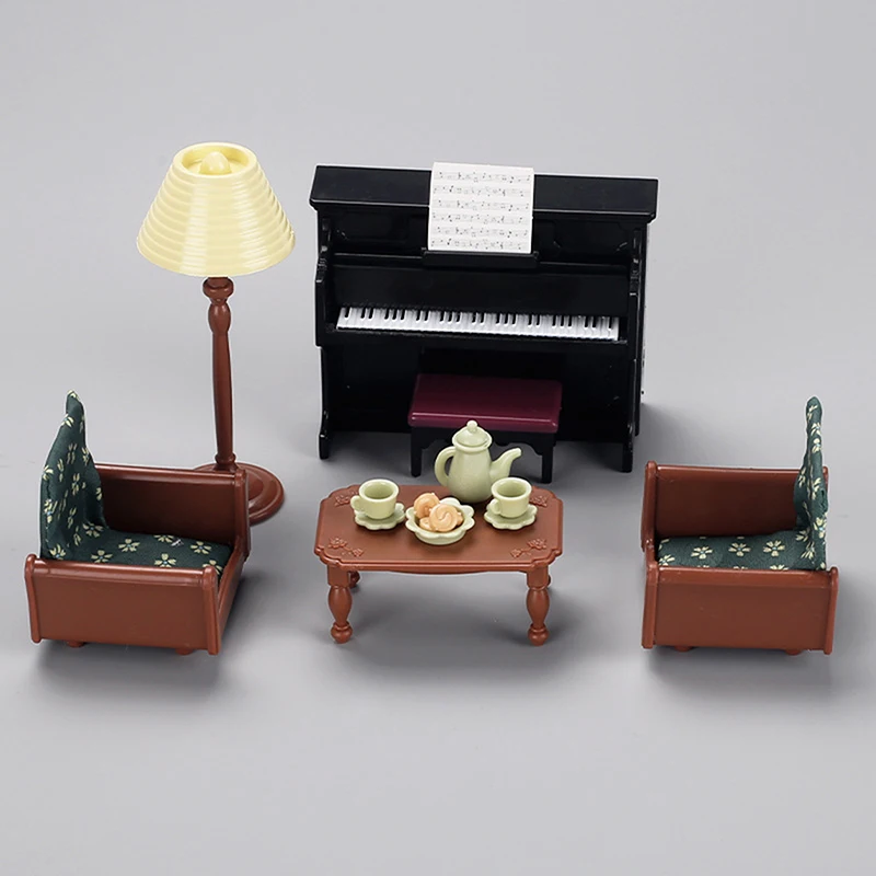 1:12 Mini Simulated Piano Sofa Living Room Miniature Scene Dollhouse European Furniture Decorative Doll House Accessories Model