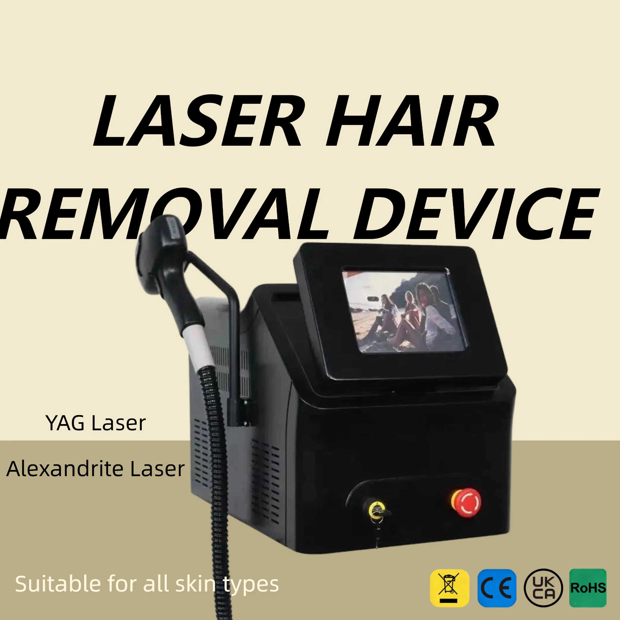 

Diode Laser Hair Removal 4 Wavelengths Ice Cooling Painless Permanent Hair Remover for All Skin Types Face Body Bikini Home Salo