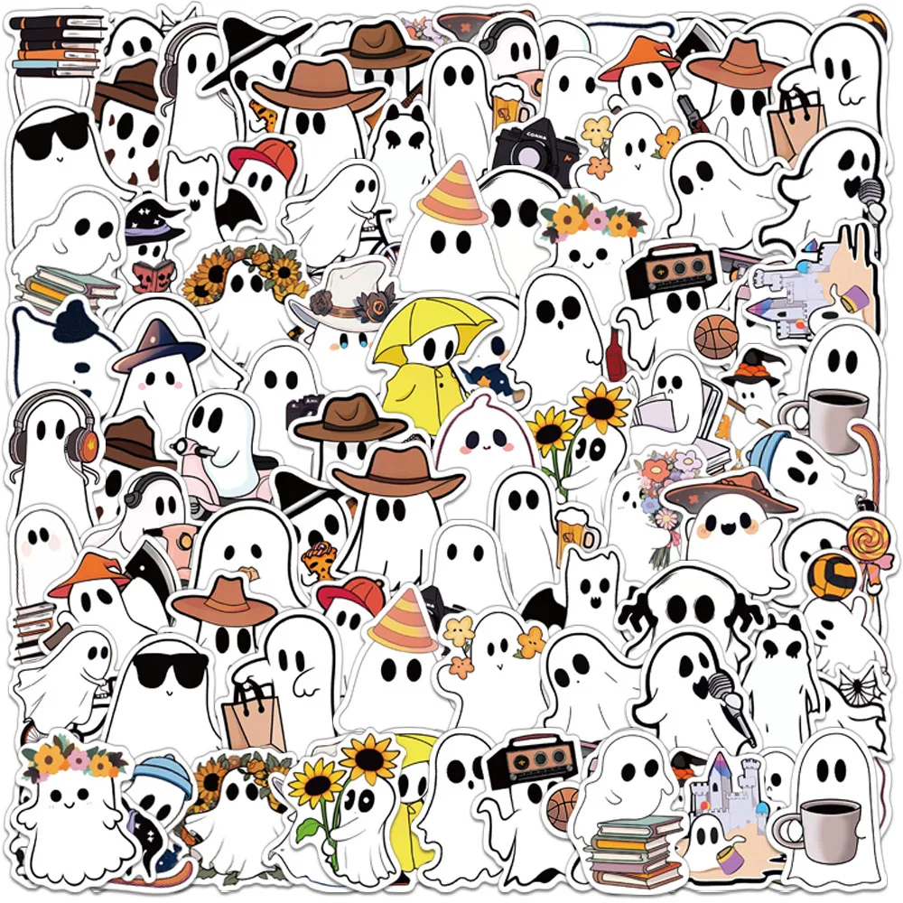 50PCS Creative Ghost Cute Cartoon Stickers Envelope Sealing Stickers DIY Skateboard Phone Case Notebook Water Cup Stickers