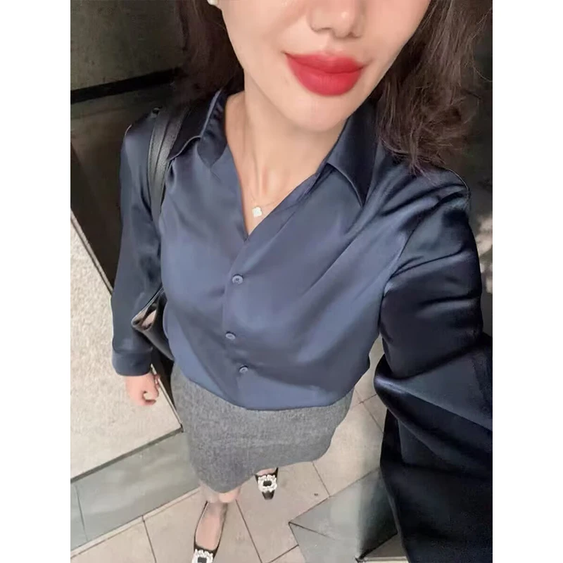 Tidalyf Office Women's Shirts Spring 2026 New Fashion Loose Elegant Women's Long-sleeved Blouses Chic Youth Comfortable Tops