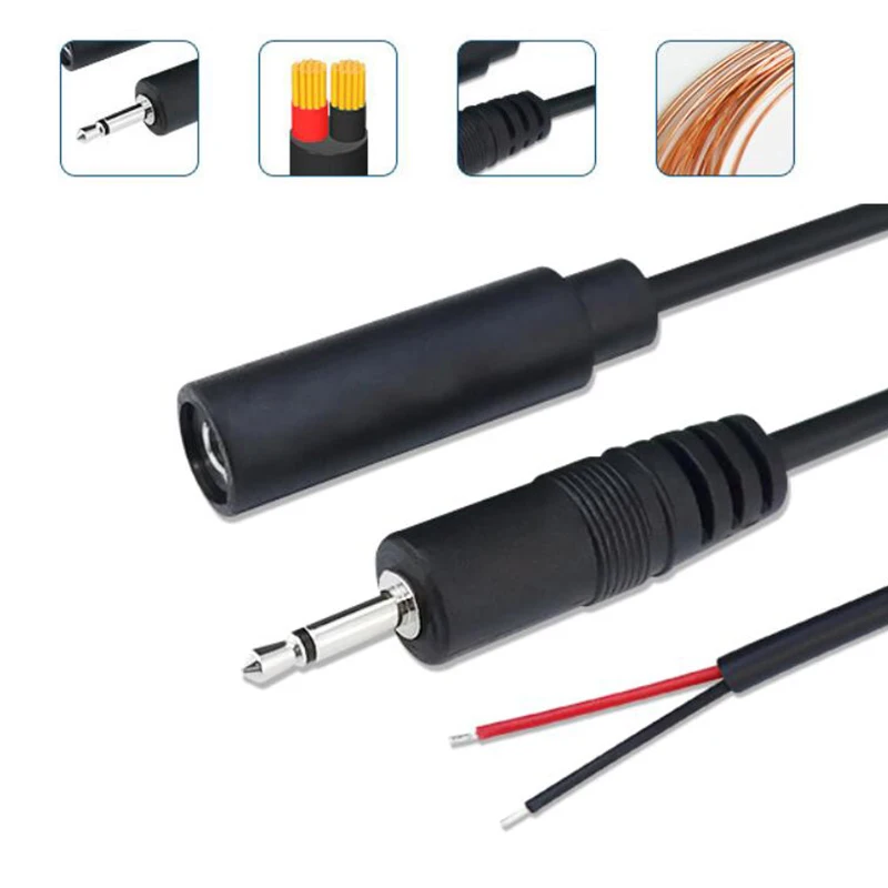 

1pcs/5pcs 25CM 2.5mm 3.5mm Mono Connector Cable Male Female Plug 2pin Extension Wire DIY Audio Repair Cable Charger