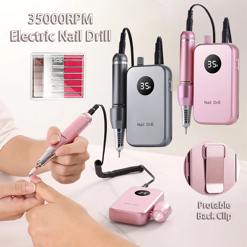 Portable Cordless Electric Nail Drill Machine For Professional & Home Salon Acrylic Gel Polish Rechargeable Nail Tool