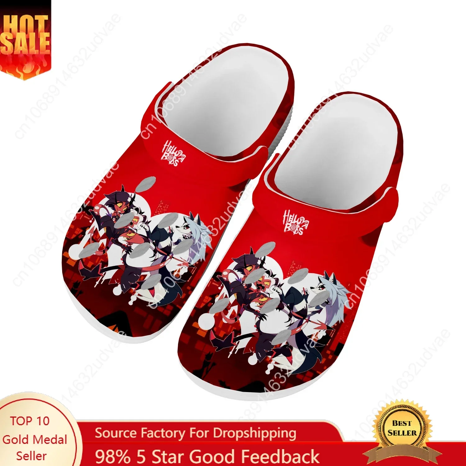 Helluva Boss Water Shoes Mens Womens Non-slip Fashion Home Garden Clogs Customizd Sandals Beach Breathable Hole Slippers