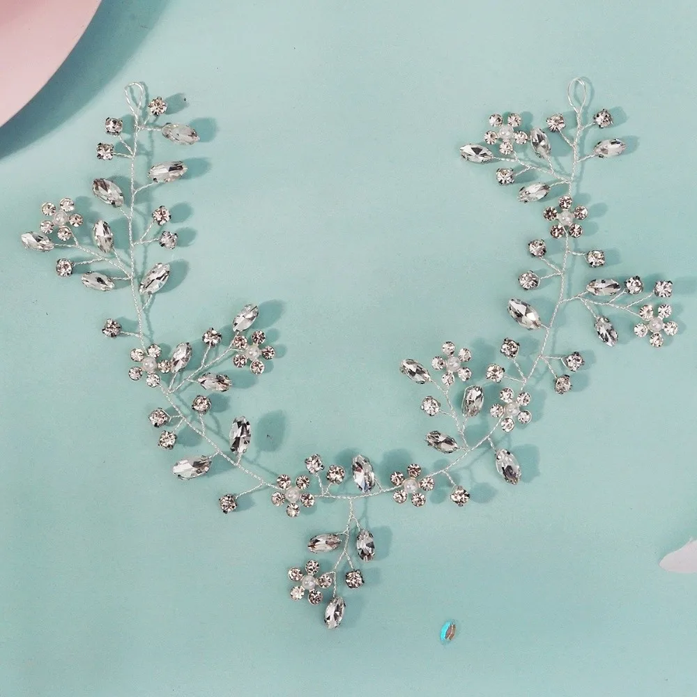 خمر حجر الراين العروس غطاء الرأس زهرة مطرز التصوير عقال النمط الفرنسي تألق الزفاف إكسسوارات الشعر النساء #3