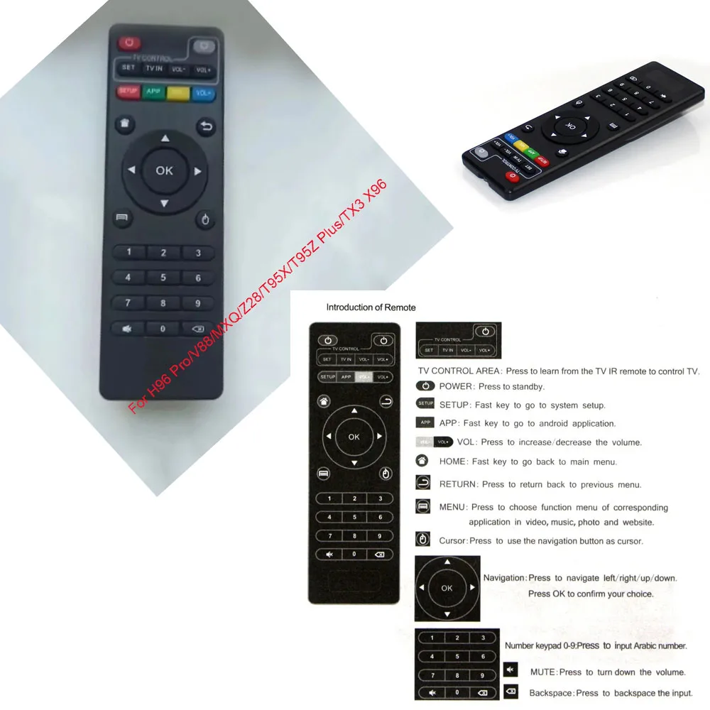 

Wireless Remote Control Replacement For H96 Pro/V88/MXQ/Z28/T95X/T95Z Plus/TX3 X96 Mini Android Smart TV Box