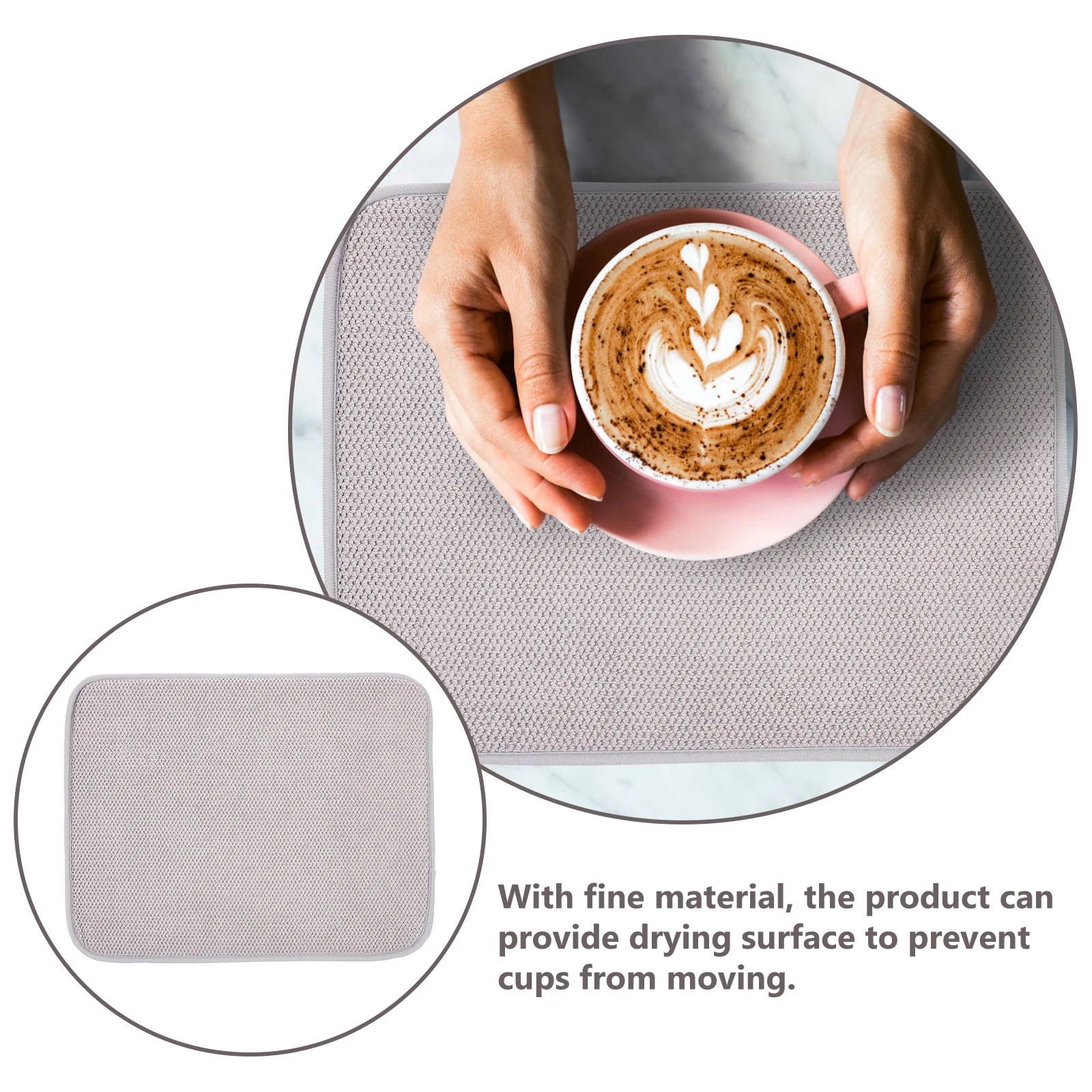 

2pcs Drying Pad Absorbent Tableware Mat Reusable Counter Kitchen Accessory Grey Non Smell Heat Insulation Water Absorption High