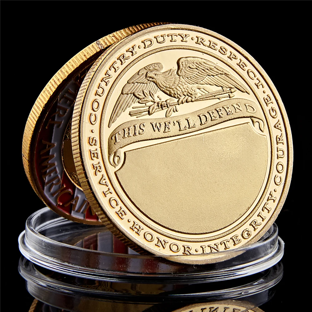 American Souvenir Gold Plated Coin Original US Army Sniper Shoot One Kill USA Eagle Military Challenge Coin