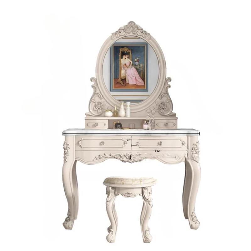 Storage Nordic Vanity Table Classic Luxury Drawer European Vanity Table Vintage Elegant Table Coiffeuse Maquillage Furniture