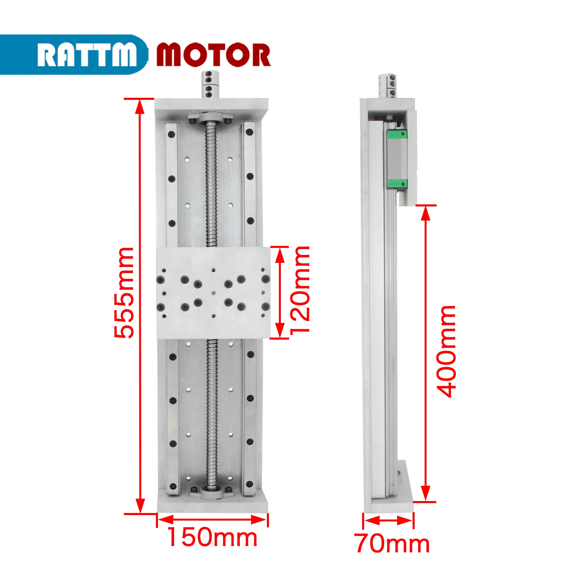 Imagem -05 - Palco do Atuador do Guia Linear Trilho Quadrado Tabela do Movimento do Curso Motor Deslizante Nema23 Zbx150 100 mm 200 mm 400 mm 500 mm 600 mm