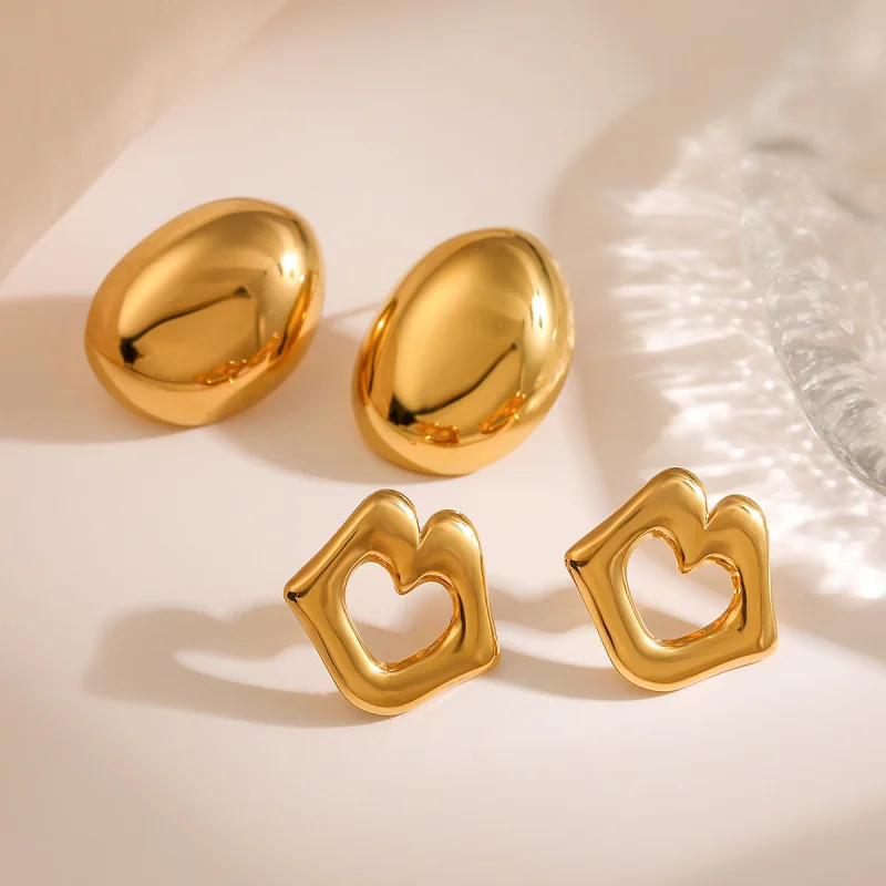 

European and American Metal Style Simple Personality Lip Stud Earrings for Women with Unique Design Sense, Versatile Geometric E