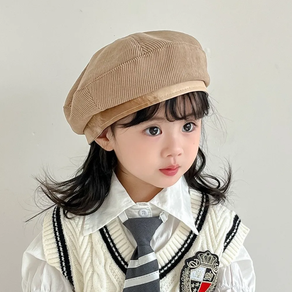 

Vintage Korean Baby Beret Corduroy Sweet Beanies Cap Casual Spring Autumn Painter Hats Toddler