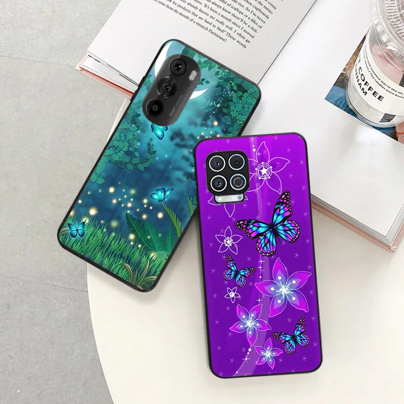 Anti-Drop Soft Phone Case For Motorola G73 G9 G50 G51 G60 G71 G22 G32 G52 G72 G53 Edge 40 30 20 Flower Nocturnal Butterfly Cover