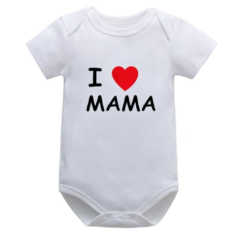 Комбинезон для мальчиков и девочек из хлопка с короткими рукавами и принтом «Я люблю маму и папу», одежда для младенцев, костюм для новорожденного, одежда для малышей топ 10 международная доставка детской одежды - №9