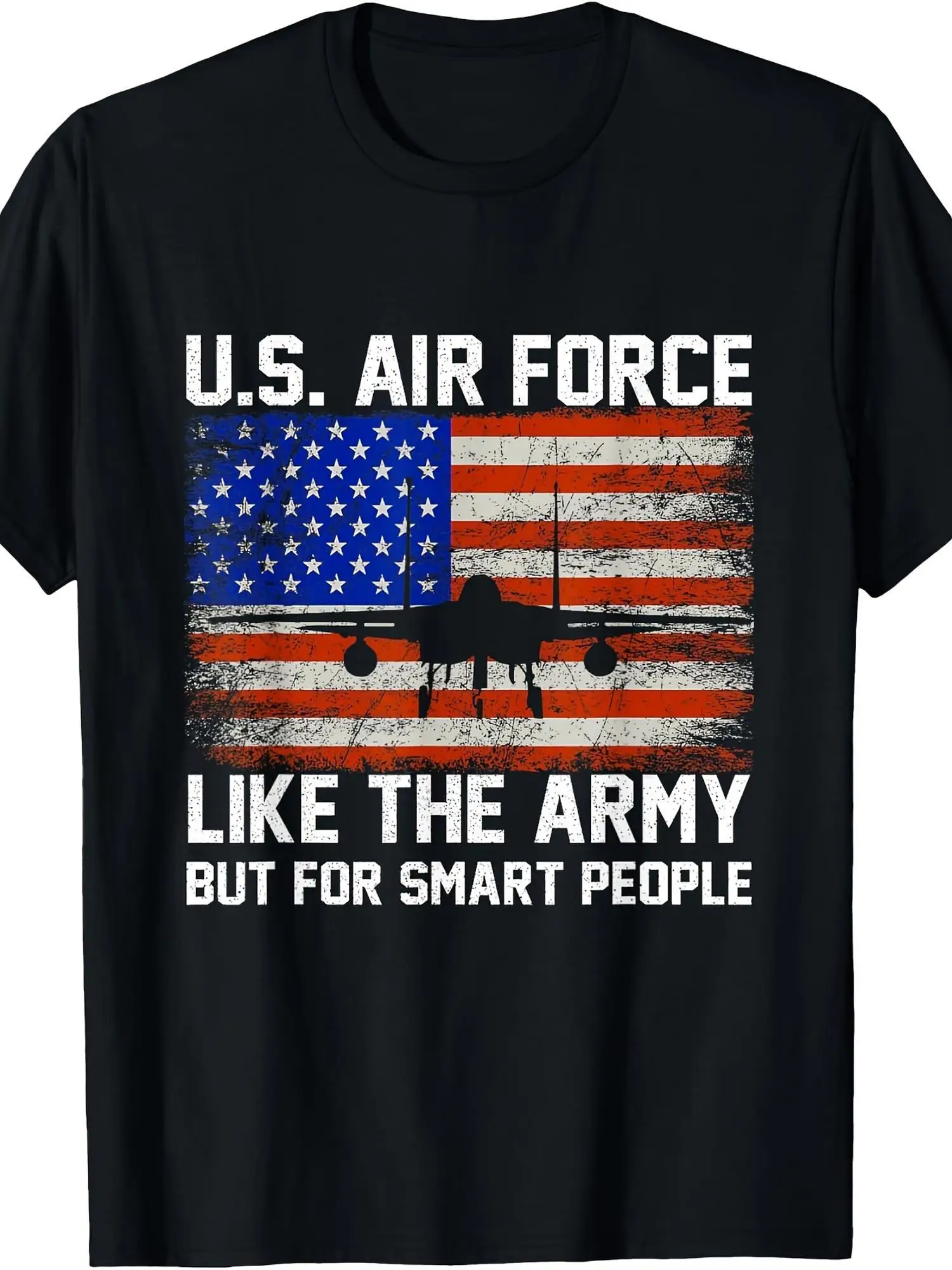 Camiseta de algodón para hombre, camiseta gráfica de la Fuerza Aérea de EE. UU., Harajuku y2k, informal, cuello redondo, manga corta, unisex