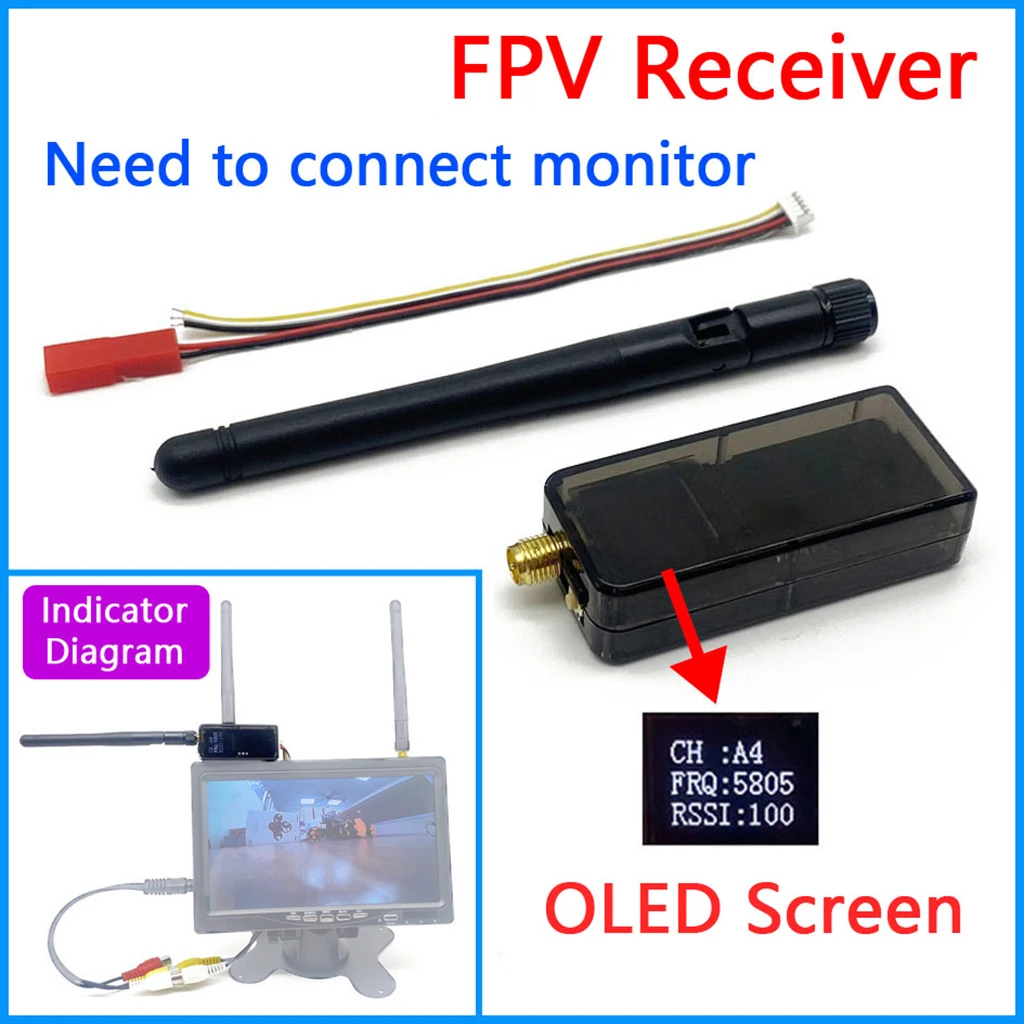 5,8G 56CH 48CH UVC Video-Downlink OTG VR Mobiltelefon-Empfänger + 5,8G 48CH FPV-Empfänger OLED-Display 5-36V SMA für RC-Drohnen – Detail 13