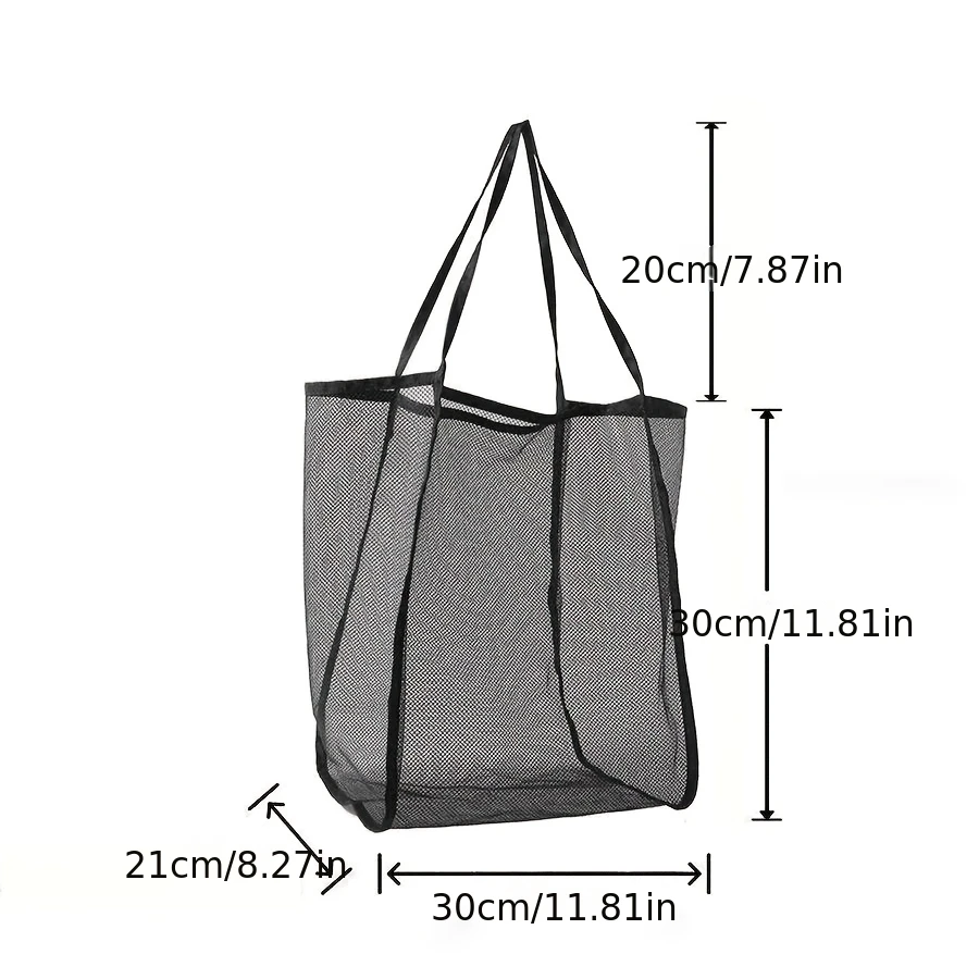 1-Piece Beach Tote Bag, Large Capacity Mesh Storage Bag, Extra-Large Capacity Multifunctional Solid Color Single-Shoulder Mesh Bag, Portable Beach Bag, Toy Beach Bag