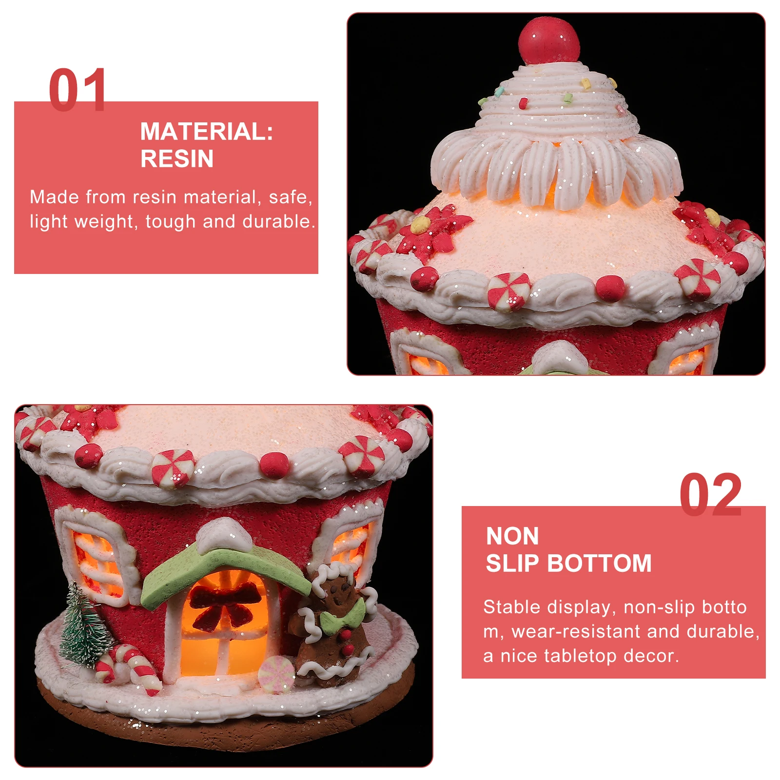 

Glowing Castle Christmas Supplies Craft nament Xmas Table Decor Statue Mini Xmas Adorn Model Home Adorn Bright Color