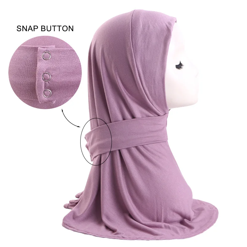 Muslim Women Instant Hijab Neck Cover Cap With Snap Button Soft Breathable Solid Color Cover Under Scarf Headwear Turbante Mujer