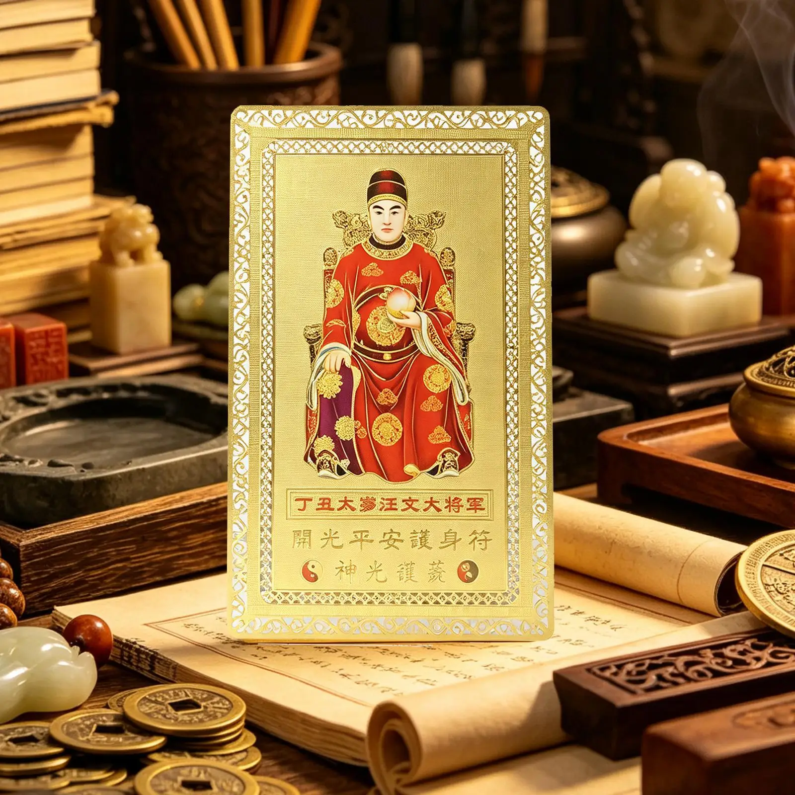 2027 New Year Blessing Card Portable Year Of The Goat Metal Keepsake Good Luck Card For Peace Wealth Happiness Prosperity Wallet