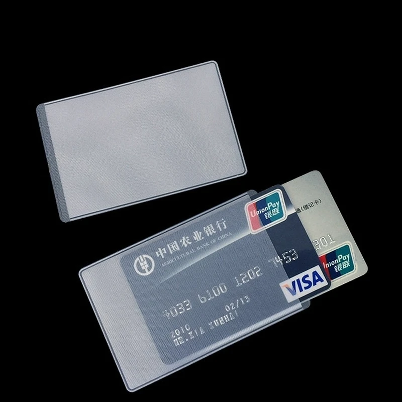 10pcs/lot ID Credit Card Cover Bag Sleeve Name Visiting Card Dustproof Protective Case Transparent Frosted Available